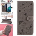 thumbnail image 1 of SaniMore for Samsung Galaxy S22 6.1" 2022 Case, PU Leather Skin with Embossed Cat Flip Magnetic Cover Card Slots Kickstand Detachable Lanyard Full Around Wallet Case for Galaxy S22, Gray, 1 of 11