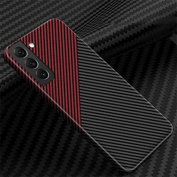 SaniMore for Samsung Galaxy S22 6.1" 2022 Case, Slim Case Carbon Fiber Support Wireless Charging Shockproof Anti-drop Lens All-inclusive Heavy Duty Protective Anti-fingerprint Magnetic Case, Blackred