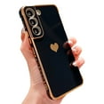 thumbnail image 1 of SaniMore for Samsung Galaxy S22 6.1" 2022 Case, TPU Plating Bumper Love Heart [Lens All-inclusive ][Ultra-slim Lightweigt] [Shockproof & Anti-drop] Stylish Case for Grils Women, Black, 1 of 9