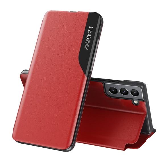 SaniMore for Samsung Galaxy S22 6.1 inch Case, Magnetic Closure PU Leather Slim Stand Cover with Folio Flip Kickstand Rugged PC Anti-Fall Shock Protection Shell for Samsung S22, Red