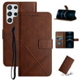 thumbnail image 1 of SaniMore for Samsung Galaxy S22 (6.8" 2022) Wallet Case with Wrist Strap Magnetic Clasp, Card Slots PU Leather Skin Shockproof TPU Inner Anti-drop Flip Stand Business Shell Wear-resistant - Darkbrown, 1 of 9