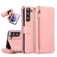 thumbnail image 1 of SaniMore Samsung Galaxy S22 Case (6.1" 2022) with Zipper Wallet & Wrist Strap & Magnetic Closure Card Slots Kickstand Slim Full-around Protective Business Cover for Samsung Galaxy S22, Rosegold, 1 of 15