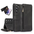 thumbnail image 1 of SaniMore Samsung Galaxy S22 Case (6.1" 2022) with Zipper Wallet & Wrist Strap & Magnetic Closure Card Slots Kickstand Slim Full-around Protective Business Cover for Samsung Galaxy S22, Black, 1 of 15