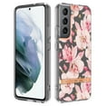 thumbnail image 1 of SaniMore for Samsung Galaxy S22 Case, Flexible TPU Magnetic Cover Support Wireless Charging Slim Flower Grass Pattern Shockproof Protective Shell for Ladies Women Girls, Pink Flowers, 1 of 9