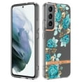 thumbnail image 1 of SaniMore for Samsung Galaxy S22 Case, Flexible TPU Magnetic Cover Support Wireless Charging Slim Flower Grass Pattern Shockproof Protective Shell for Ladies Women Girls, Green Flowers, 1 of 9