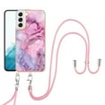 thumbnail image 1 of SaniMore for Samsung Galaxy S22 Case, Marble Pattern 3 in 1 Heavy Duty Shockproof Full Body Hard PC IMD Bumper Crossbody Lanyard Women Girls Shockproof Cover for Samsung Galaxy S22, Pink, 1 of 7