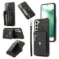 thumbnail image 1 of SaniMore for Samsung Galaxy S22 Case, Samsung Galaxy S22 Wallet Case for Women Men, PU Leather RFID Blocking Wristlet Zipper Shoulder Strap Cover with Card Holder Kickstand, Black, 1 of 10