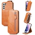 thumbnail image 1 of SaniMore for Samsung Galaxy S22 Magnetic Closure Top & Bottom Flip Wallet Case, Premium PU Leather Cover with Car Mount Card Slot & Adjustable Kickstand Full Body Protective Shell, Brown, 1 of 9