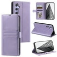 thumbnail image 1 of SaniMore for Samsung Galaxy S22 PU Leather Case, Wallet Design with Card Slots Cash Pocket [Wrist Strap] Flip kickstand Full Body Protection Magnetic Closure Business TPU Shell, Purple, 1 of 11