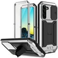thumbnail image 1 of SaniMore for Samsung Galaxy S22 Plus 5G 2022 Rugged case with Screen Protector, Stand Camera Slide Cover for Samsung S22 Plus Metal Military Sturdy Armour Shockproof Cover for Man Outdoor, Silver, 1 of 8