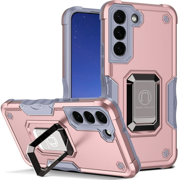 SaniMore for Samsung Galaxy S22 Plus 5G Case, Galaxy S22+ Case with Kickstand Armor Magnetic Ring Rugged Protective Military Grade Shockproof Case for Galaxy S22 Plus 6.6" 2022, Rosegold