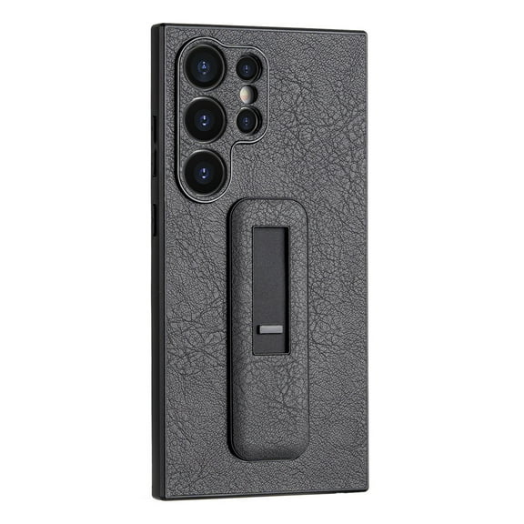 SaniMore for Samsung Galaxy S22 Plus 5G PU Leather Back Case, Slim All-Inclusive Case with Push-Pull Stand, Camera Lens Protection Shockproof Elegant Cover for Galaxy S22 Plus 6.6" 2022, Black