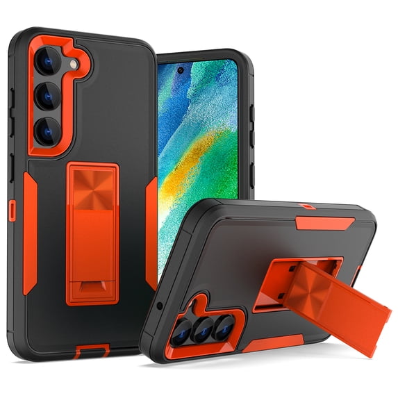 SaniMore for Samsung Galaxy S22 Plus 6.6" 2022 Case, Hidden Bracket Magnetic Car Holder Dust Cover 3-layer Heavy Duty Protective Rugged Anti-fall Shock Absorption Cover For Galaxy S22 Plus, Gray/Green