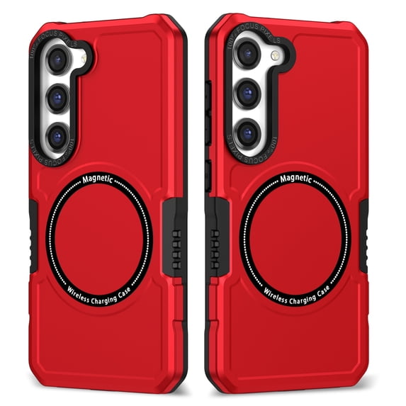 SaniMore for Samsung Galaxy S22 Plus 6.6" 2022 Case, Rugged PC Back Shockproof TPU Bumper Wireless Charging Strong Magnetic Shell Slim Lightweight Heavy Duty Protective Cover for S22 Plus, Red