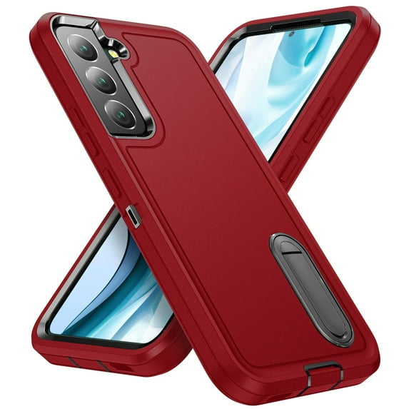 SaniMore for Samsung Galaxy S22 Plus 6.6" 2022 Hybird Case, Rugged PC Back Shockproof TPU Shell Metal Hidden Kicksatnd Drop Resistant Anti-slip Heavy Duty Protective Case for Galaxy S22 Plus, Red/Blac