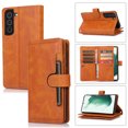 thumbnail image 1 of SaniMore for Samsung Galaxy S22 Plus 6.6" Magnetic Closure Flip Wallet Case, Premium PU Leather Case with Wrist Strap Card Slot & Multi-Angle Kickstand Full Body Protective Case, Orange, 1 of 8