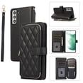 thumbnail image 1 of SaniMore for Samsung Galaxy S22 Plus Buisness Case, Zipper Purse [Card Holders] Magnetic Clasp Kickstand Wrist/Crossbody Chain Lanyard PU Leather Wear-resistant Full Protective Wallet Shell, Black, 1 of 12
