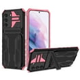 thumbnail image 1 of SaniMore for Samsung Galaxy S22 Plus Camera Protection Case, Rugged PC Back & TPU Bumpers Cover with Invisible Sliding Card Slot & Kickstand Upgraded Military Shockproof Protective Shell, Pink, 1 of 10