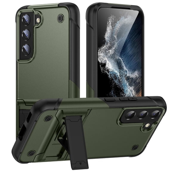SaniMore for Samsung Galaxy S22 Plus Case 2022, Military Grade Shockproof Cover Heavy Duty Hybrid Soft TPU+Hard PC Case Non-Slip Gripping Case with Hidden Kickstand, Armygreen
