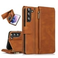 thumbnail image 1 of SaniMore Samsung Galaxy S22 Plus Case (6.6" 2022) with Zipper Wallet & Wrist Strap & Magnetic Closure Card Slots Kickstand Slim Full-around Protective Business Cover for Galaxy S22 Plus, Brown, 1 of 15