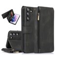 thumbnail image 1 of SaniMore Samsung Galaxy S22 Plus Case (6.6" 2022) with Zipper Wallet & Wrist Strap & Magnetic Closure Card Slots Kickstand Slim Full-around Protective Business Cover for Galaxy S22 Plus, Black, 1 of 15