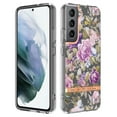 thumbnail image 1 of SaniMore for Samsung Galaxy S22 Plus Case, Flexible TPU Magnetic Cover Support Wireless Charging Slim Flower Grass Pattern Shockproof Protective Shell for Ladies Women Girls, Rosegold Flowers, 1 of 9