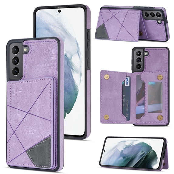 SaniMore for Samsung Galaxy S22 Plus PU Leather Case RFID Blocking, Back Magnetic Button Flip Wallet Cover Built-in Card Slot & Multi-Angle Kickstand Ultra-Thin Full Body Protective Shell, Purple