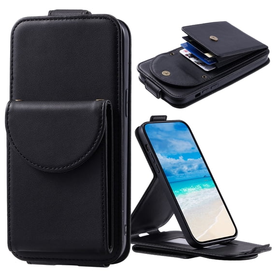SaniMore for Samsung Galaxy S22 Plus Wallet Case, Magnetic Card Pocket Flip Kickstand Removeable Crossbody Lanyard Shockproof Anti-fall PU Leather Anti-scratch for Girls Women Business Shell, Black