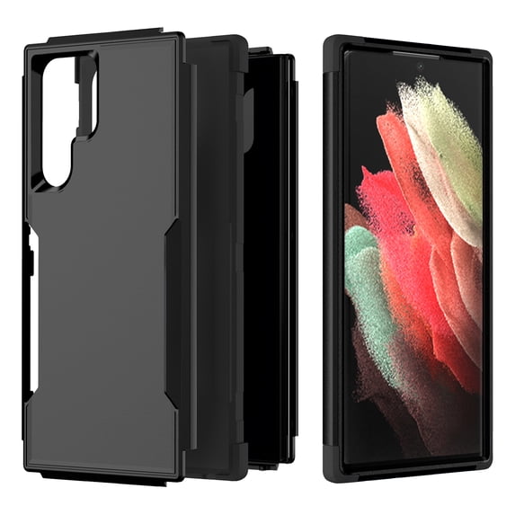SaniMore for Samsung Galaxy S22 Ultra 3-Layer Shock Absorbing Magnetic Case with Wireless Charging, Rugged PC & Flexible TPU Military Grade Shockproof Heavy Duty Protective Cover, Black