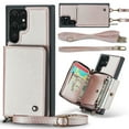 thumbnail image 1 of SaniMore for Samsung Galaxy S22 Ultra 6.8" 2022 Case, [Crossbody/Wrist Strap][Zipper Flip Wallet][Card Slots][Rifid Layer] PU Leather Retro 360°Protective Shockproof Cover For S22 Ultra, Rosegold, 1 of 9
