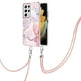 thumbnail image 1 of SaniMore for Samsung Galaxy S22 Ultra 6.8" 2022 Case with Detachable Crossbody Lanyard Shockproof TPU Backplane Marble Pattern Luxury Fashion Anti-drop Slim Lightweight Cover, Rosegold, 1 of 4