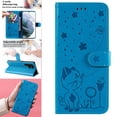 thumbnail image 1 of SaniMore for Samsung Galaxy S22 Ultra 6.8" 2022 Case, PU Leather Skin with Embossed Cat Flip Magnetic Cover Card Slots Kickstand Detachable Lanyard Full Around Wallet Case for S22 Ultra, Blue, 1 of 11