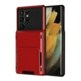 thumbnail image 1 of SaniMore for Samsung Galaxy S22 Ultra 6.8" 2022 Case, Shockproof Drop Resisatnt Flip Card Slots Wallet Bracket Rugged PC Back + Soft TPU Bumper Anti-scratch Heavy Duty Protective Slim Case, Red, 1 of 8