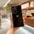 thumbnail image 1 of SaniMore for Samsung Galaxy S22 Ultra 6.8" 2022 Case, TPU Plating Bumper Love Heart [Lens All-inclusive ][Ultra-slim Lightweigt] [Shockproof & Anti-drop] Stylish Case for Grils Women, Black, 1 of 7