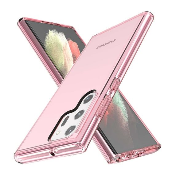 SaniMore for Samsung Galaxy S22 Ultra 6.8" 2022 Case with Wireless Charging, Transpsarnet Shockproof TPU Cover Super-slim Lightweight Anti-scratch Anti-fall Shell For Galaxy S22 Ultra, Pink