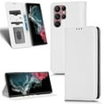 thumbnail image 1 of SaniMore for Samsung Galaxy S22 Ultra 6.8" Magnetic Flip Wallet Case, Soft TPU Internal Case with Card Slot & Multi-Angle Kickstand Shockproof Protective Case for Men Ladies, White, 1 of 7