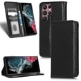 thumbnail image 1 of SaniMore for Samsung Galaxy S22 Ultra 6.8" Magnetic Flip Wallet Case, Soft TPU Internal Case with Card Slot & Multi-Angle Kickstand Shockproof Protective Case for Men Ladies, Black, 1 of 7