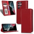 thumbnail image 1 of SaniMore for Samsung Galaxy S22 Ultra 6.8" Magnetic Flip Wallet Case, Soft TPU Internal Case with Card Slot & Multi-Angle Kickstand Shockproof Protective Case for Men Ladies, Winered, 1 of 7