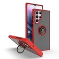 thumbnail image 1 of SaniMore for Samsung Galaxy S22 Ultra 6.8" Multi-Functional Magnetic Case, Translucent Matte Back Case with Car Mount & 360° Rotatable Ring Kickstand Shockproof Protective Cover, Red & Black, 1 of 7