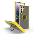 thumbnail image 1 of SaniMore for Samsung Galaxy S22 Ultra 6.8" Multi-Functional Magnetic Case, Translucent Matte Back Case with Car Mount & 360° Rotatable Ring Kickstand Shockproof Protective Cover, Yellow & Black, 1 of 7
