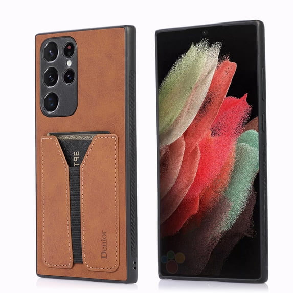 SaniMore for Samsung Galaxy S22 Ultra 6.8" Wallet Case, Premium Vintage PU Leather Cover with Elastic Card Slot Anti-Scratch Full Body Shockproof Protective Shell for Samsung S22 Ultra, Brown