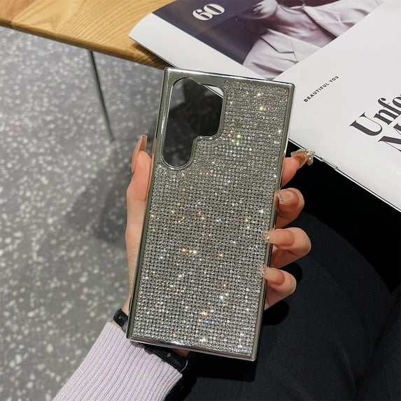 SaniMore for Samsung Galaxy S22 Ultra Case, Luxury Bling Glitter Diamond Cover for Girls Women Ladies Slim & Lightweight Flexible TPU All-Inclusive Protection Shell for Samsung S22 Ultra, Silver