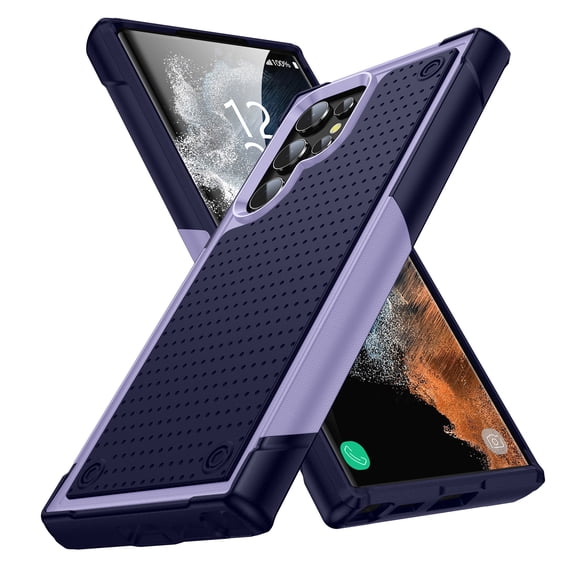 SaniMore for Samsung Galaxy S22 Ultra Case Rubber, Heavy Duty Body Shockproof Bumper Cover Military Grade Anti-Scratch & Anti-Fingerprint Outdoor Rugged Case for Galaxy S22 Ultra 5G 6.8", Lightpurple