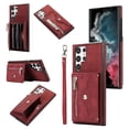 thumbnail image 1 of SaniMore for Samsung Galaxy S22 Ultra Case, Samsung Galaxy S22 Ultra Wallet Case for Women Men, PU Leather RFID Blocking Wristlet Zipper Shoulder Strap Cover with Card Holder Kickstand, Red, 1 of 10