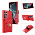 thumbnail image 1 of SaniMore for Samsung Galaxy S22 Ultra PU Leather Case, Multi-Functional Metal Snap Wallet Cover with Card Slot & Kickstand Shoulder Strap Full Body Protective Shell for Samsung S22 Ultra, Red, 1 of 9