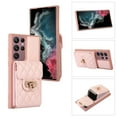 thumbnail image 1 of SaniMore for Samsung Galaxy S22 Ultra PU Leather Case, Multi-Functional Metal Snap Wallet Cover with Card Slot & Kickstand Shoulder Strap Full Body Protective Shell for Samsung S22 Ultra, Pink, 1 of 9