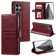 thumbnail image 1 of SaniMore for Samsung Galaxy S22 Ultra PU Leather Case, Wallet Design with Card Slots Cash Pocket [Wrist Strap] Flip kickstand Full Body Protection Magnetic Closure Business TPU Shell, Winered, 1 of 11