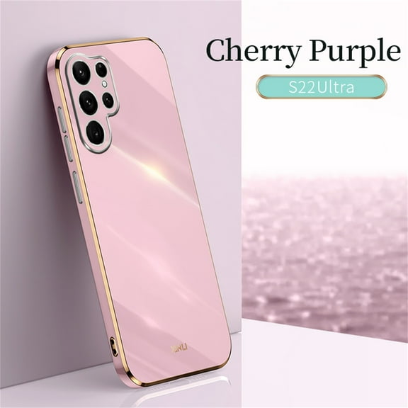 SaniMore for Samsung Galaxy S22 Ultra Ultra-Thin Electroplated Camera Protection Case, Rugged PC Back Anti-Fingerprint Shockproof Heavy Duty Protective Case for Samsung S22 Ultra, Purple