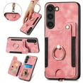 thumbnail image 1 of SaniMore for Samsung Galaxy S22 Wallet Case, [RFID Blocking] Elastic Card Slot Vehicle Magnetic PU Leather Ring Holder & Lanyard Stand Money Pocket Cover for Samsung S22 5G, Pink, 1 of 12