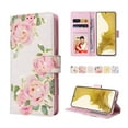 thumbnail image 1 of SaniMore for Samsung Galaxy S23 2023 Case PU Leather with Luxury Flower for Girls Women Stand Feature Card/Cash Slots Detachable Wrist Strap Magnetic Clasp All-inclusive Protective Case, Rosebud, 1 of 8